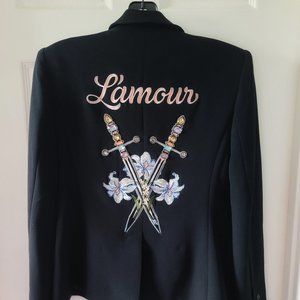 CINQ À SEPT PAX CREPE L'AMOUR BLAZER IN BLACK MULTI